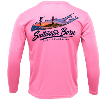 Long Island, NY Geography Men's Long Sleeve UPF 50+ Dry-Fit Shirt