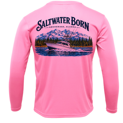 Anchorage, AK Angler Men's Long Sleeve UPF 50+ Dry-Fit Shirt