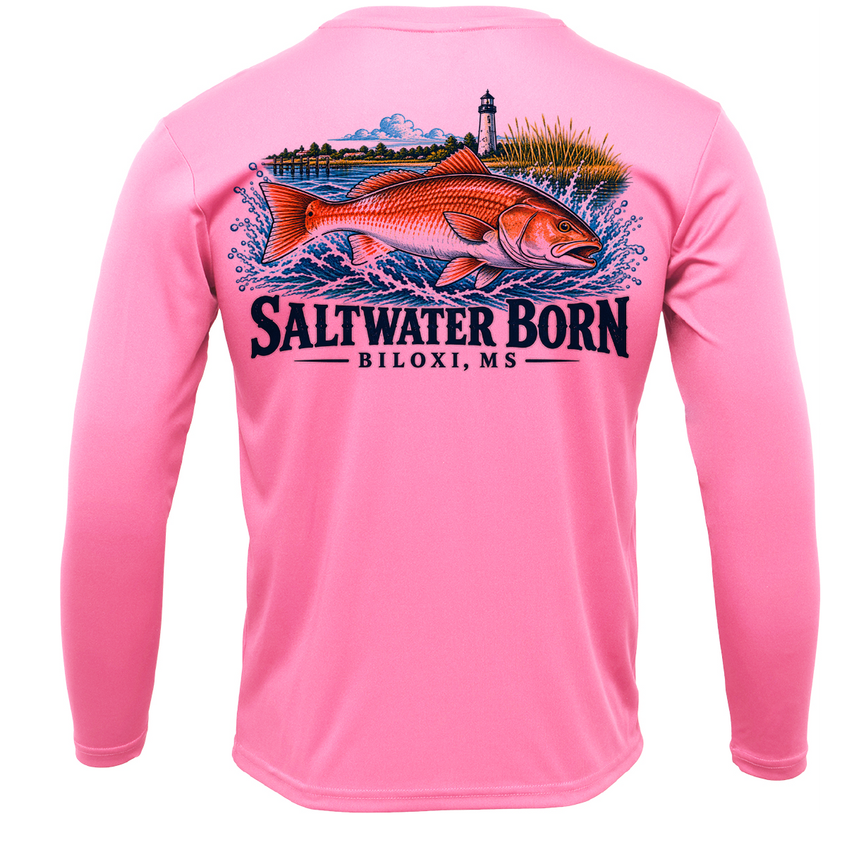 Biloxi, MS Redfish Boy's Long Sleeve UPF 50+ Dry-Fit Shirt