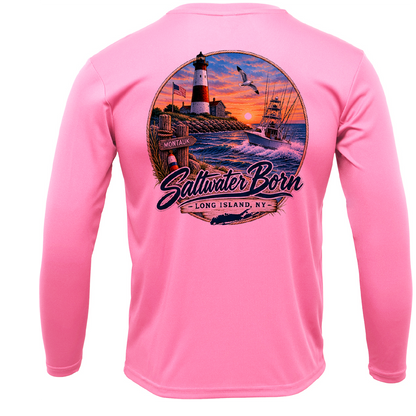 Long Island, NY Lighthouse Men's Long Sleeve UPF 50+ Dry-Fit Shirt