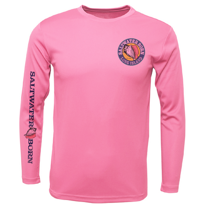 Long Island, NY State Flag Outline Men's Long Sleeve UPF 50+ Dry-Fit Shirt