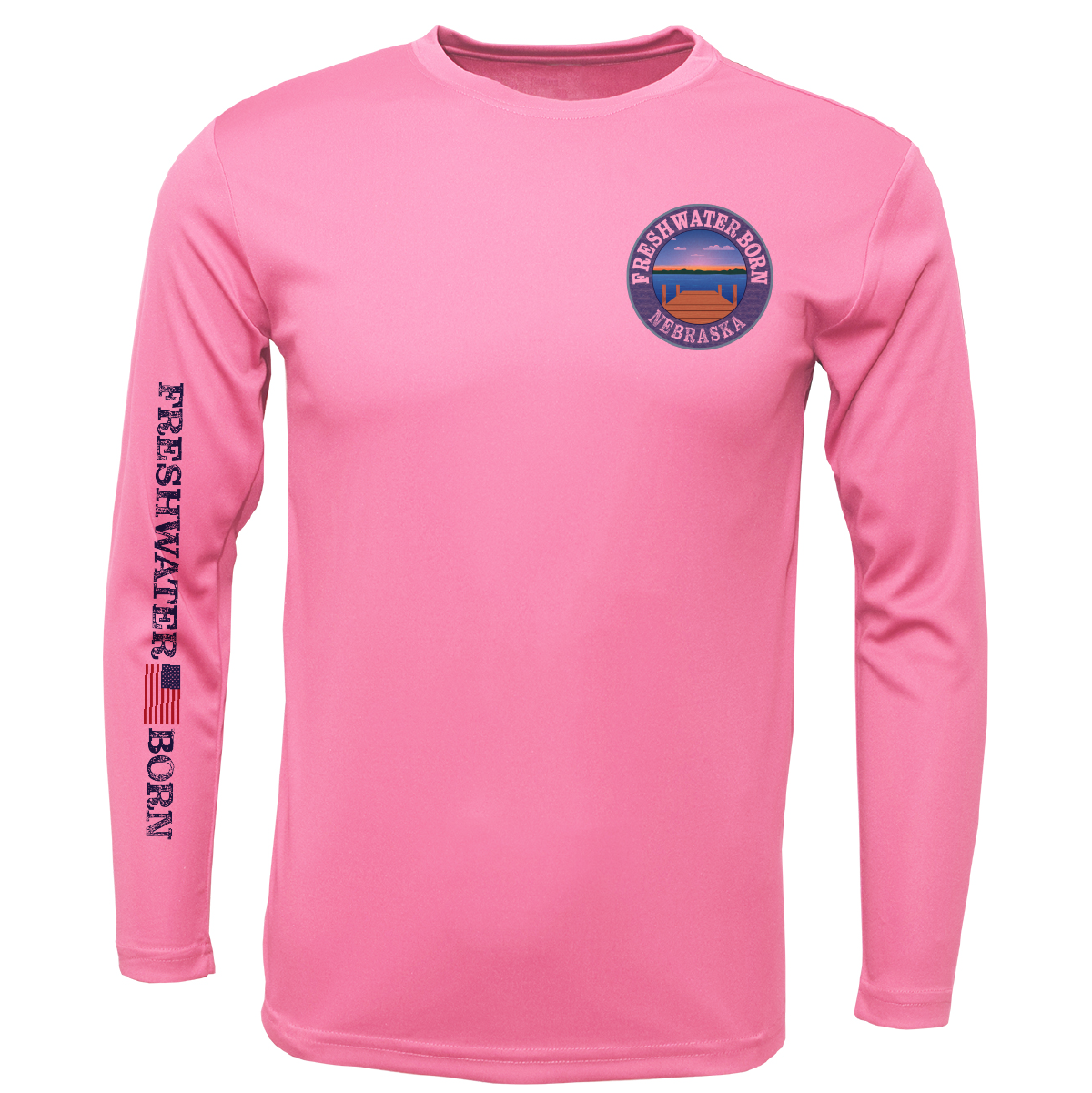 Nebraska Freshwater Born State Flag Men's Long Sleeve UPF 50+ Dry-Fit Shirt
