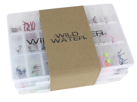 Wild Water Premium Fly Assortment, 123 Flies with 2 Clear Fly Boxes | SendIt Sailing