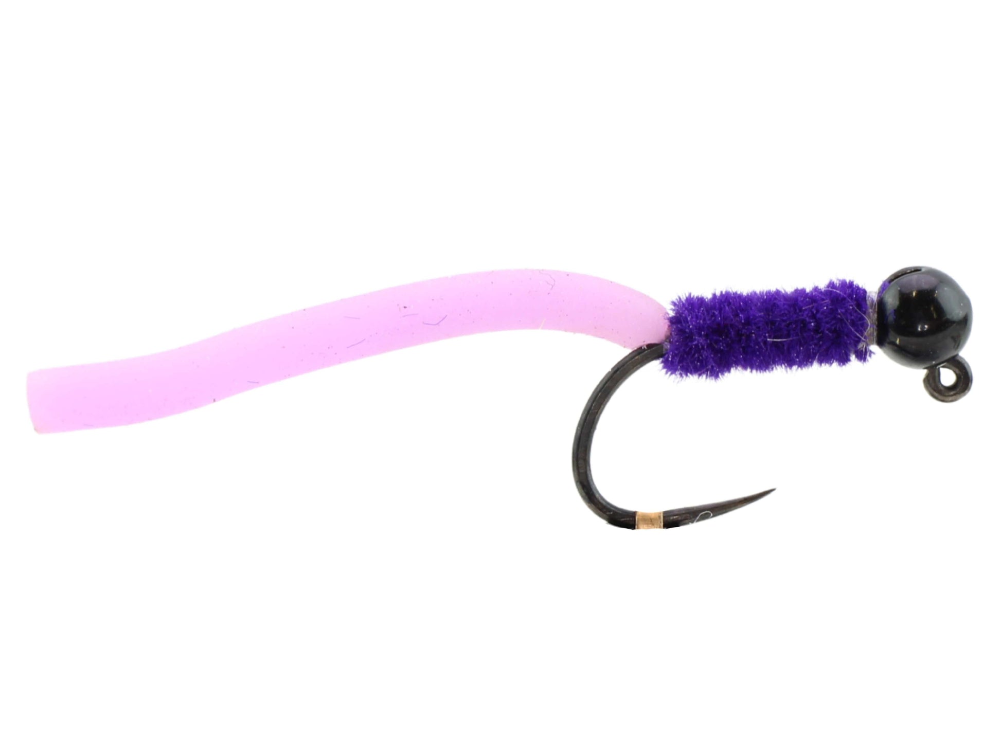 Wild Water Fly Fishing Tungsten Bead Head Purple Squirmy Worm, Size 12 (Qty 6) | SendIt Sailing