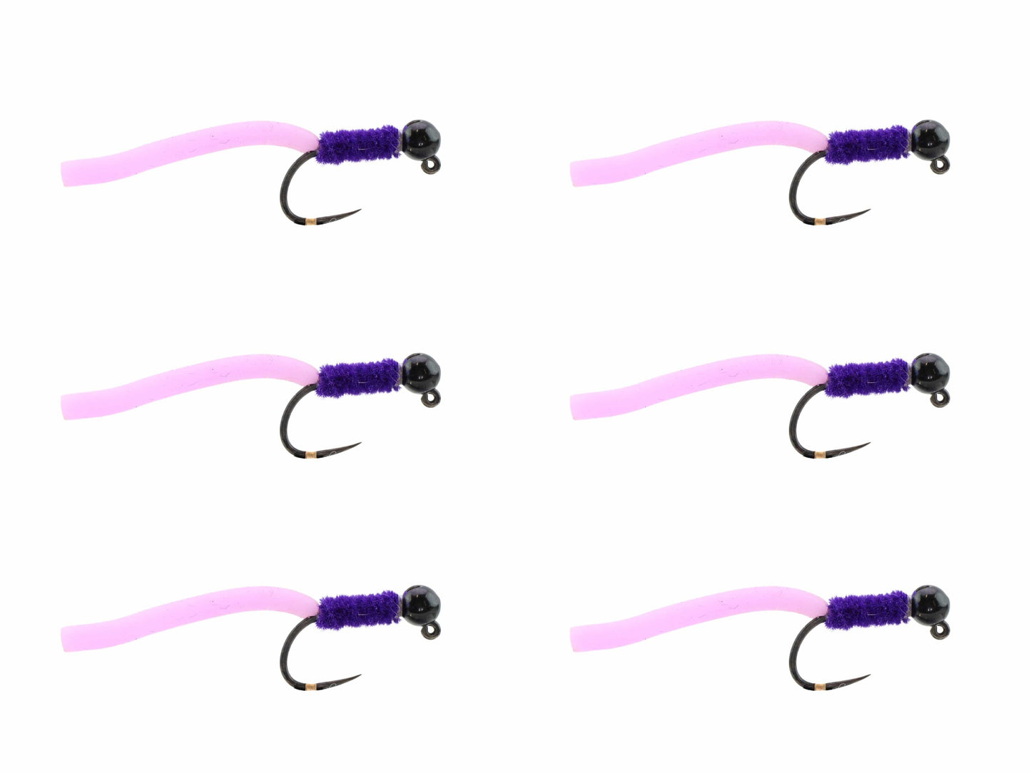 Wild Water Fly Fishing Tungsten Bead Head Purple Squirmy Worm, Size 12 (Qty 6) | SendIt Sailing