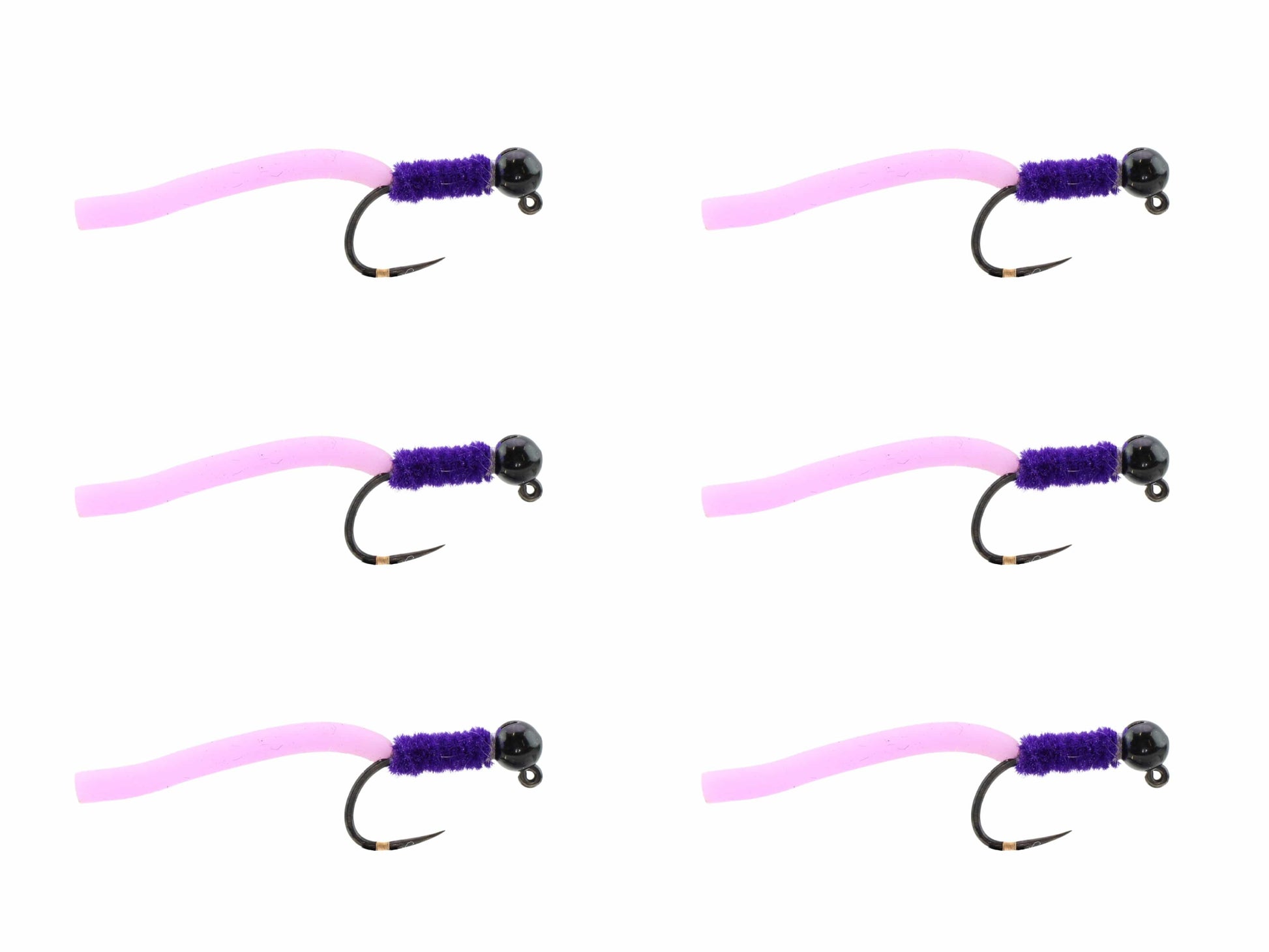 Wild Water Fly Fishing Tungsten Bead Head Purple Squirmy Worm, Size 12 (Qty 6) | SendIt Sailing