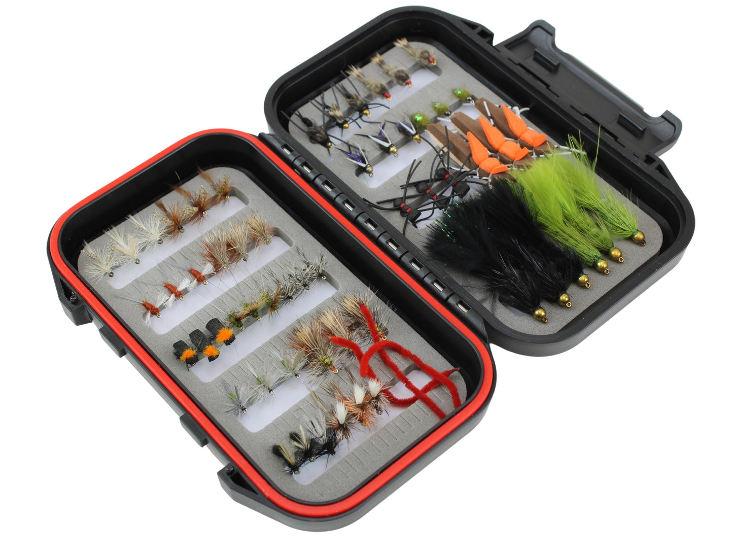 Wild Water Most Popular Flies Mini-Mega Assortment, 60 Flies with Small Fly Box | SendIt Sailing