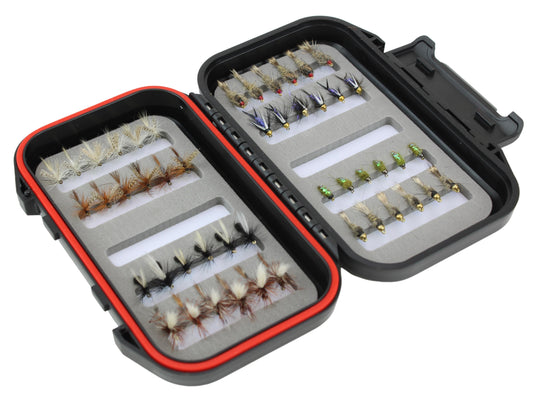 Wild Water Dry and Nymph Assortment, 48 Flies with Small Fly Box | SendIt Sailing