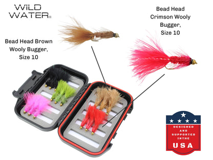 Wild Water Wooly Bugger Fly Assortment, 15 Flies with Small Fly Box | SendIt Sailing