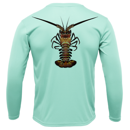 Key West, FL Realistic Lobster Men's Long Sleeve UPF 50+ Dry-Fit Shirt