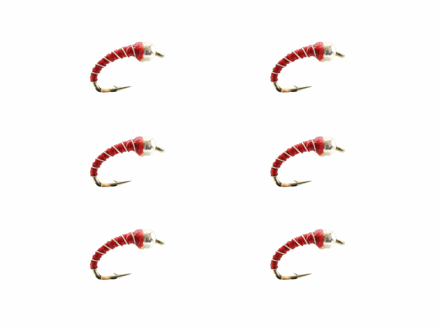 Wild Water Fly Fishing Red Zebra Midge, Size 18 (Qty 6) | SendIt Sailing