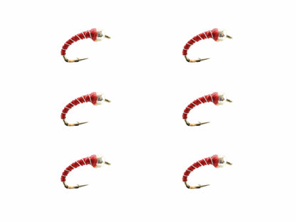 Wild Water Fly Fishing Red Zebra Midge, Size 18 (Qty 6) | SendIt Sailing