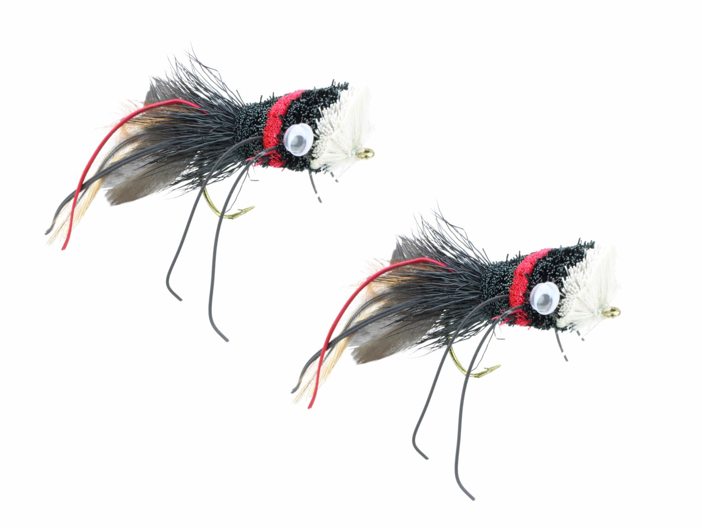 Wild Water Fly Fishing Red, Black and White Deer Hair Bass Bug, Size 2 (Qty 2) | SendIt Sailing