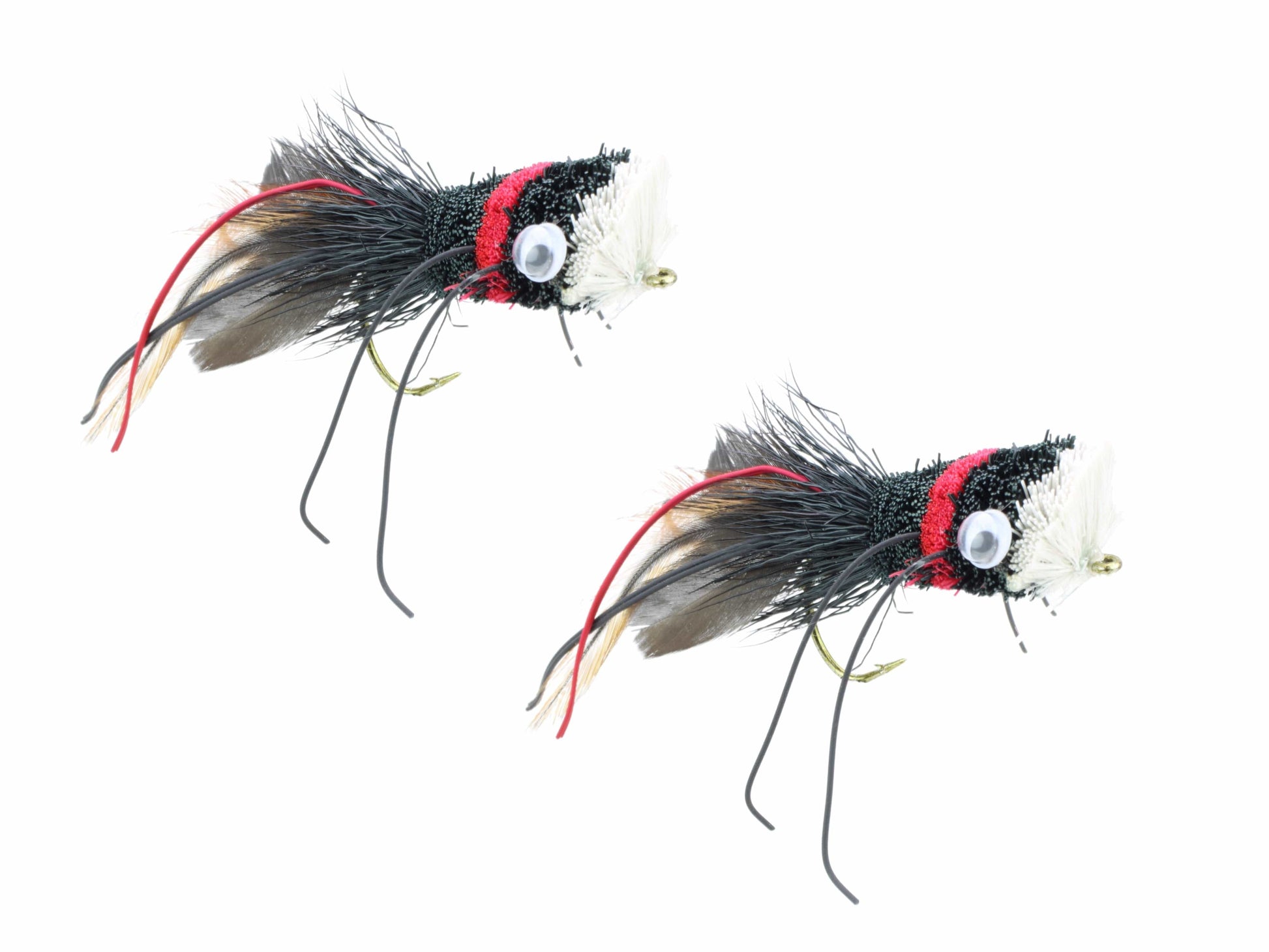 Wild Water Fly Fishing Red, Black and White Deer Hair Bass Bug, Size 2 (Qty 2) | SendIt Sailing