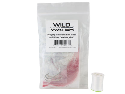 Wild Water Fly Fishing Fly Tying Material Kit, Red and White Deceiver | SendIt Sailing