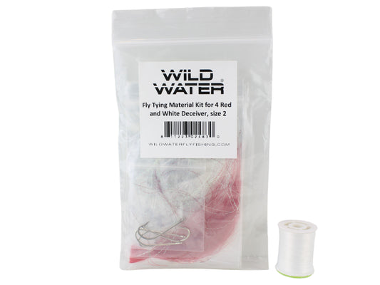 Wild Water Fly Fishing Fly Tying Material Kit, Red and White Deceiver | SendIt Sailing