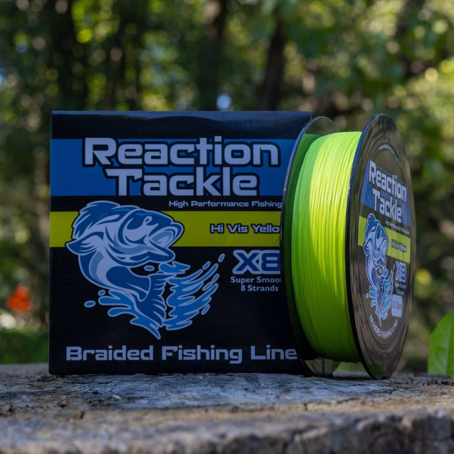 Reaction Tackle X8 Braided Fishing Line - Hi Vis Yellow 8 Strand
