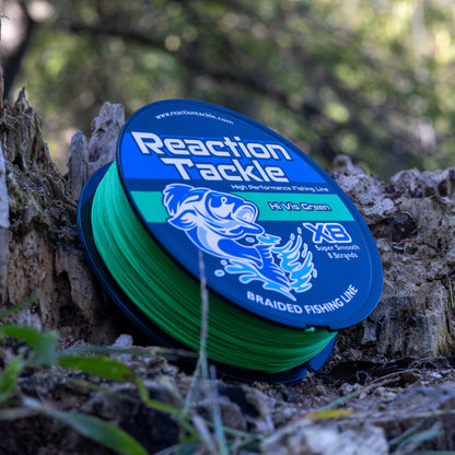Reaction Tackle X8 Braided Fishing Line - Hi Vis Green 8 Strand