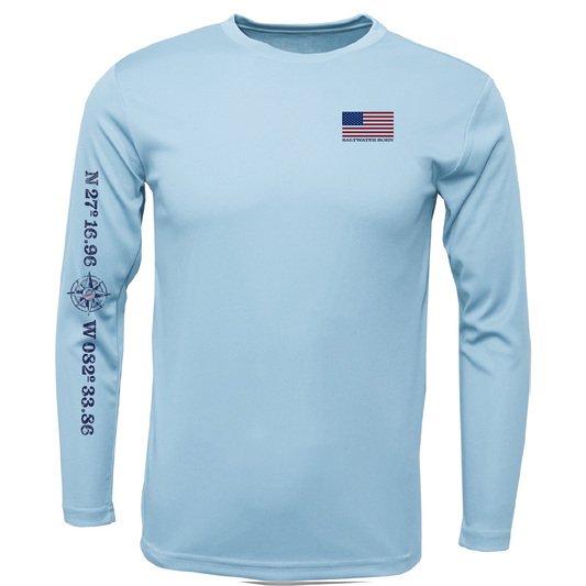 Siesta Key American Flag On Chest Long Sleeve UPF 50+ Dry-Fit Shirt