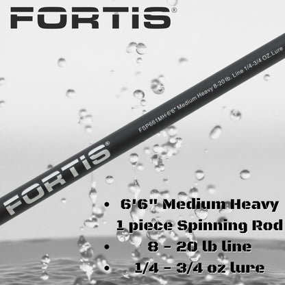 Wild Water Fly Fishing FORTIS 6ft 6in Medium Heavy Action 1 Piece Spinning Rod | SendIt Sailing