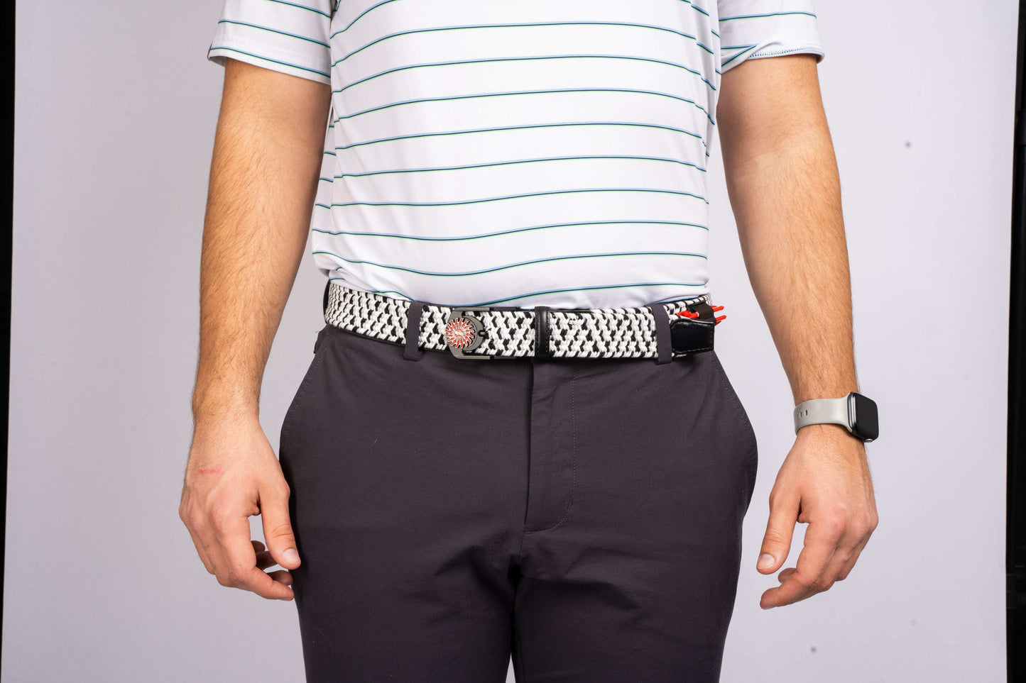 BRAIDED GOLF BELT ♠ Black/Grey/White