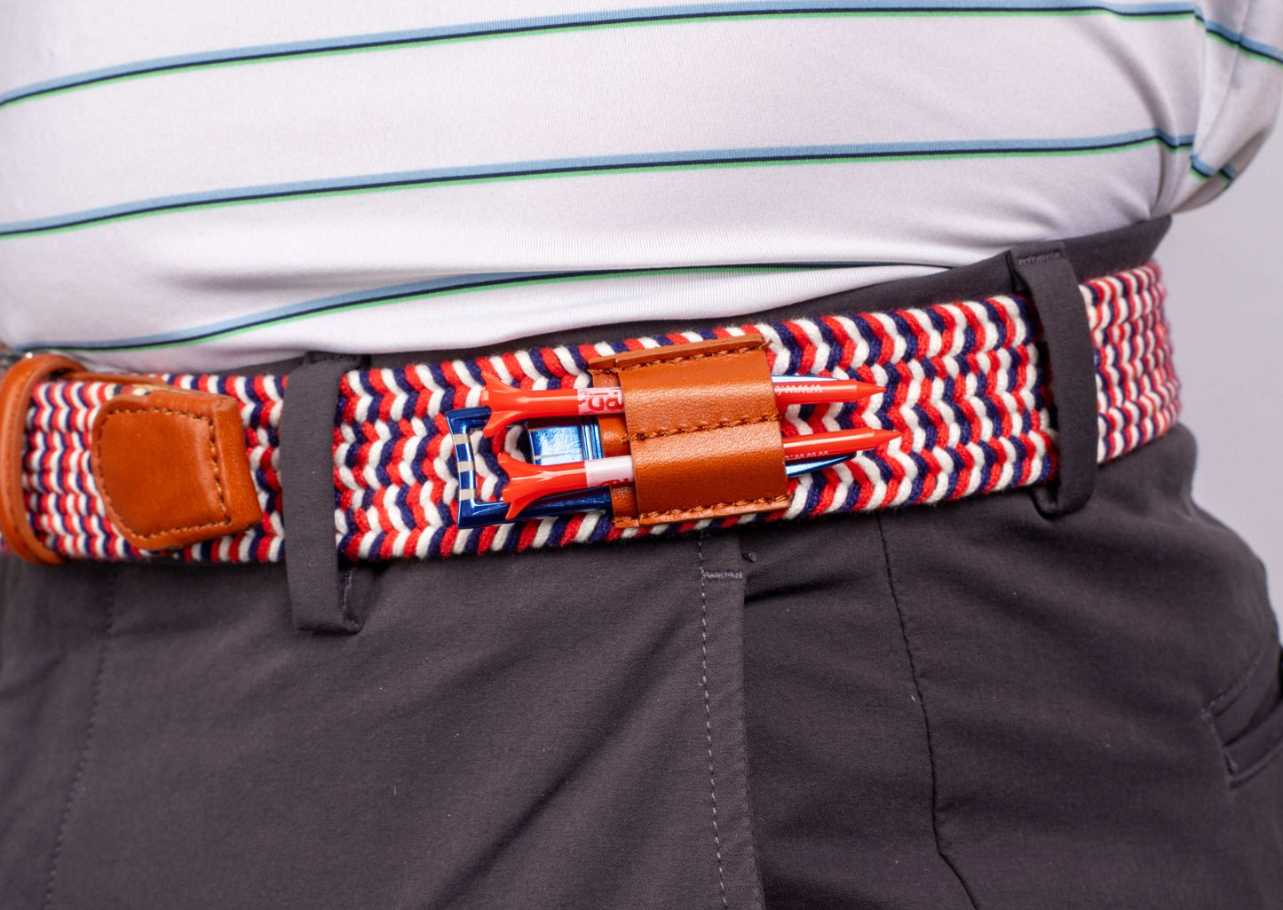 THE BRAIDED BYRD GOLF BELT ♠ Red/White/Blue