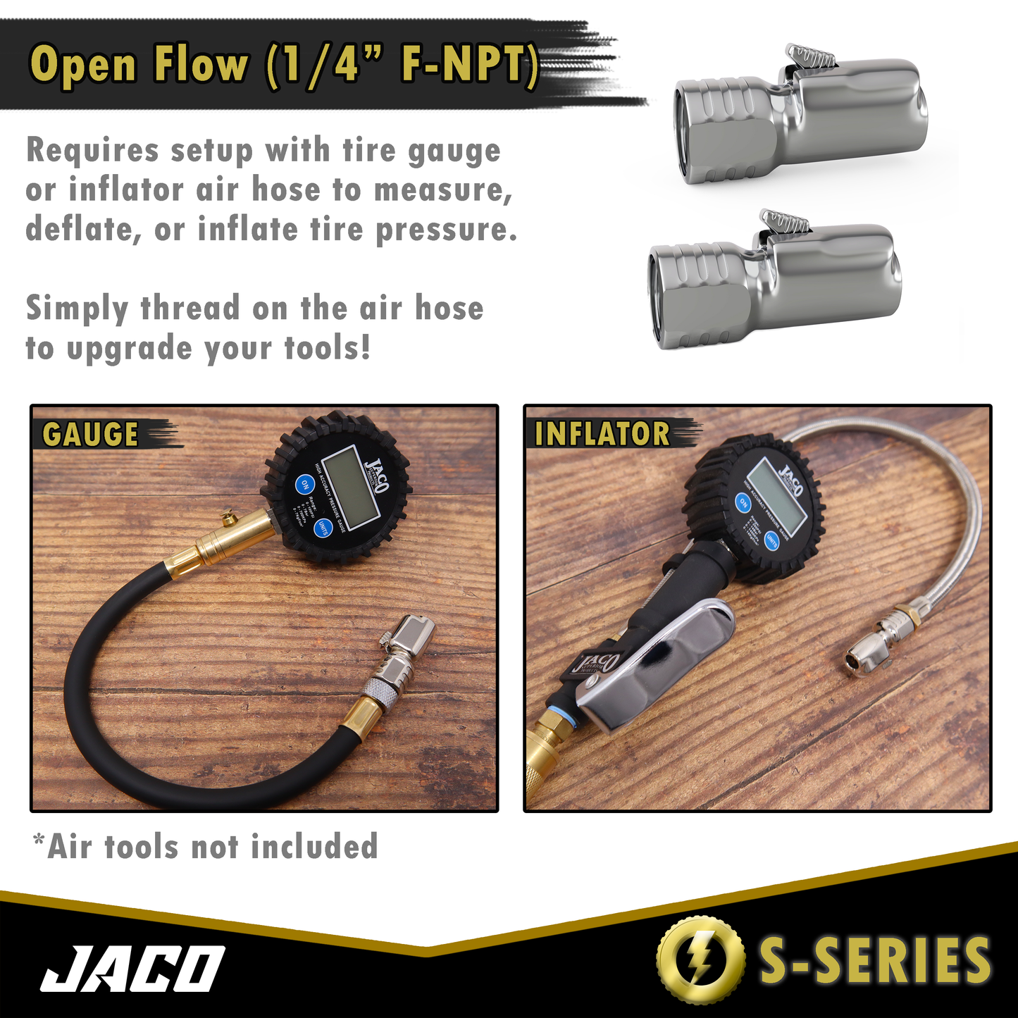 Lightning™ S-Series Tire Air Chuck | Open Flow, 1/4" F-NPT