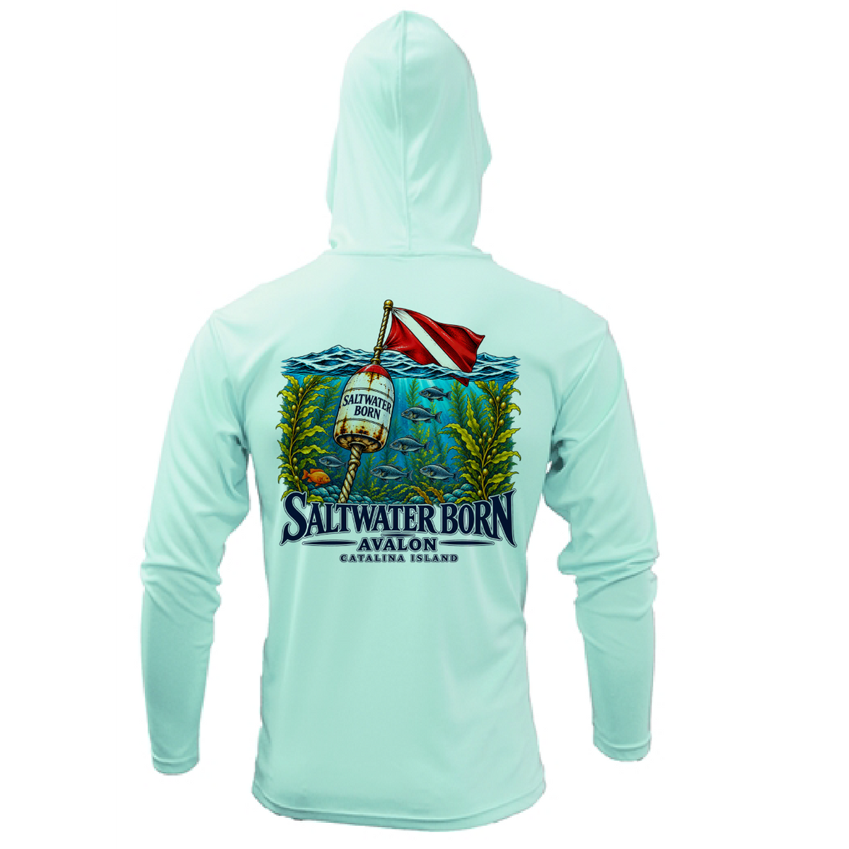 Avalon, CA Dive Flag Buoy Men's Long Sleeve UPF 50+ Dry-Fit Hoodie