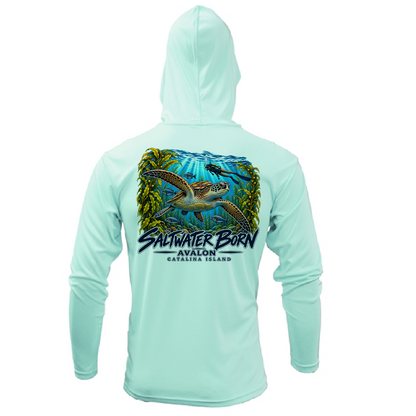Avalon, CA Turtle Men's Long Sleeve UPF 50+ Dry-Fit Hoodie