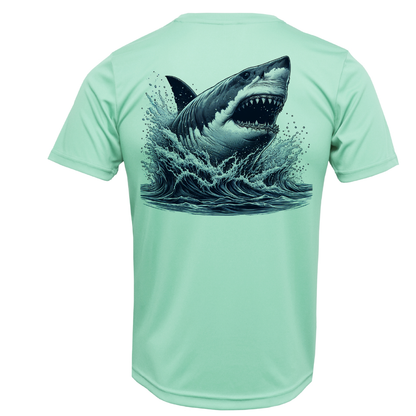 Cape Cod, MA Jaws Boy's Short Sleeve UPF 50+ Dry-Fit Shirt
