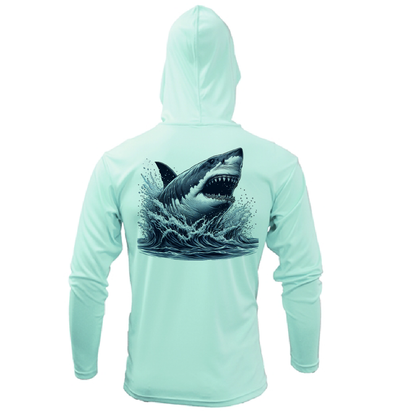 Cape Cod, MA Jaws Girl's Long Sleeve UPF 50+ Dry-Fit Hoodie
