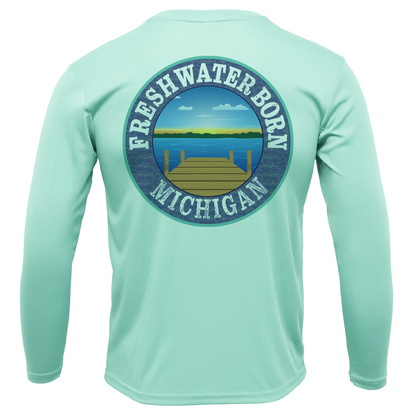 Michigan Freshwater Born Linear Logo Boy's Long Sleeve UPF 50+ Dry-Fit Shirt