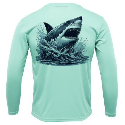 Cape Cod, MA Jaws Girl's Long Sleeve UPF 50+ Dry-Fit Shirt