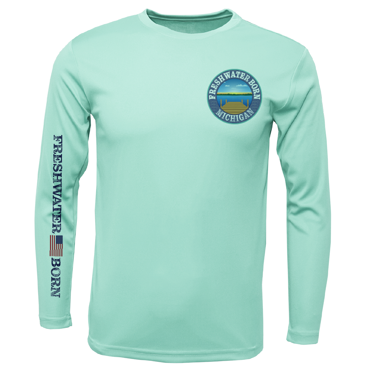Michigan Freshwater Born Largemouth Bass Men's Long Sleeve UPF 50+ Dry-Fit Shirt