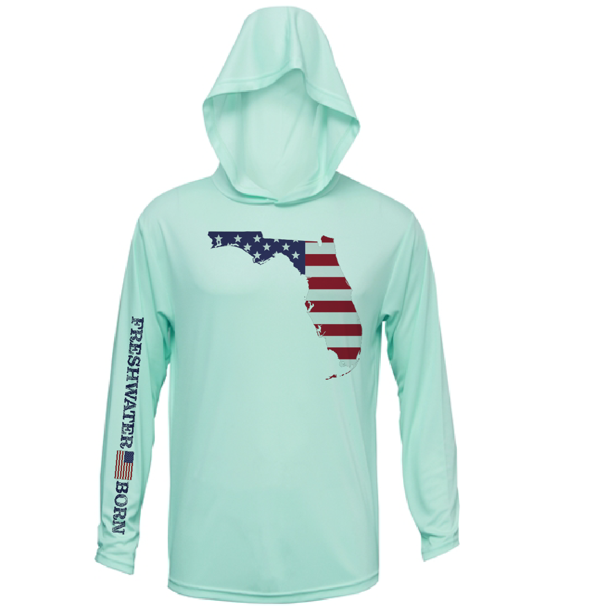 State of Florida USA Freshwater Born Men's Long Sleeve UPF 50+ Dry-Fit Hoodie