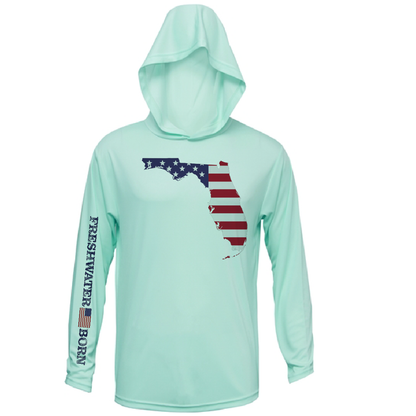 State of Florida USA Freshwater Born Men's Long Sleeve UPF 50+ Dry-Fit Hoodie