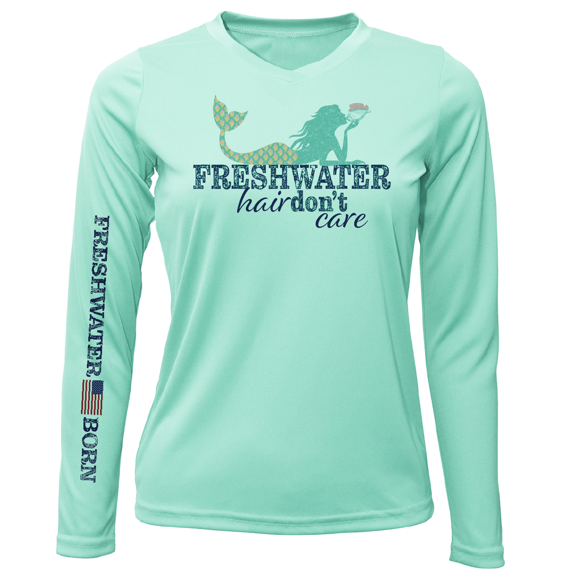 Michigan "Freshwater Hair Don't Care" Women's Long Sleeve UPF 50+ Dry-Fit Shirt