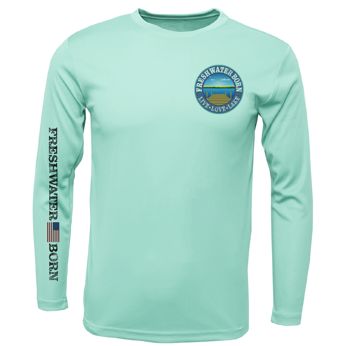 Freshwater Born "Live Love Lake" Surrender the Booty Men's Long Sleeve UPF 50+ Dry-Fit Shirt