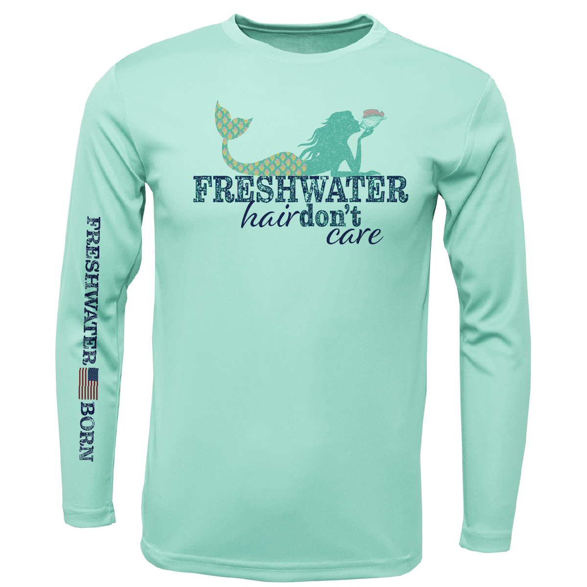 Florida "Freshwater Hair Don't Care" Girl's Long Sleeve UPF 50+ Dry-Fit Shirt