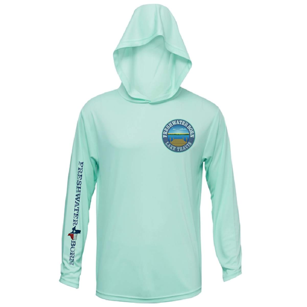Lake Travis Freshwater Born Kraken Men's Long Sleeve UPF 50+ Dry-Fit Hoodie
