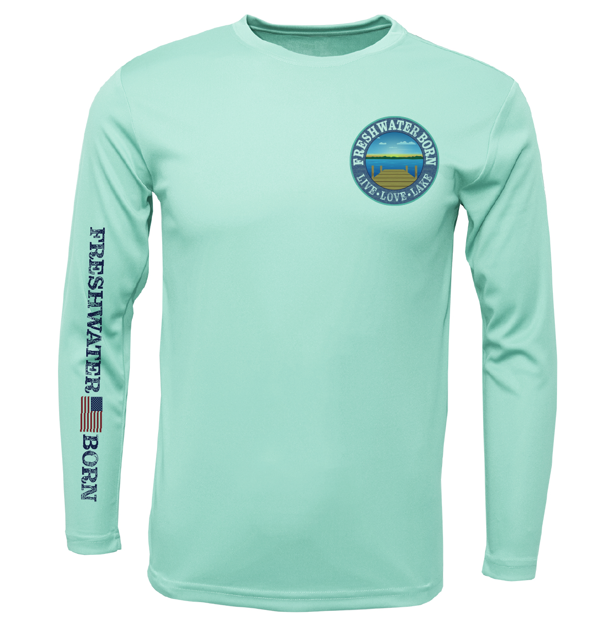 Freshwater Born "Live Love Lake" Kraken Men's Long Sleeve UPF 50+ Dry-Fit Shirt