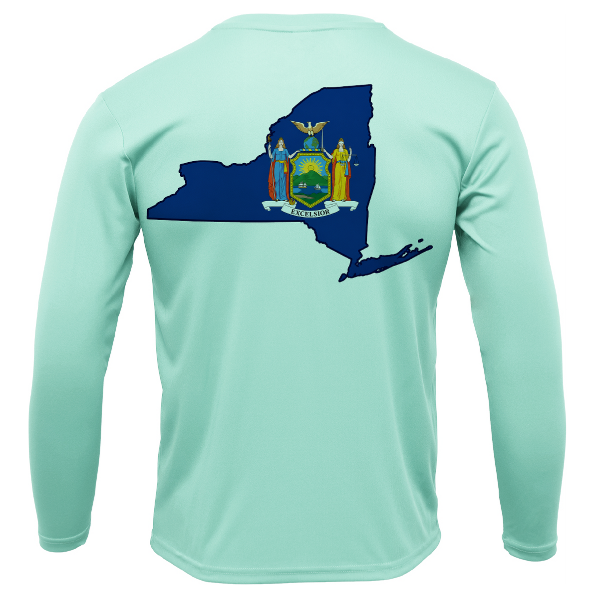 Long Island, NY State Flag Outline Men's Long Sleeve UPF 50+ Dry-Fit Shirt