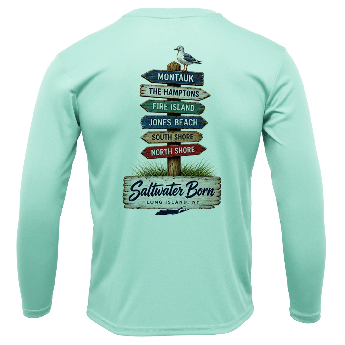 Long Island, NY Signs Men's Long Sleeve UPF 50+ Dry-Fit Shirt