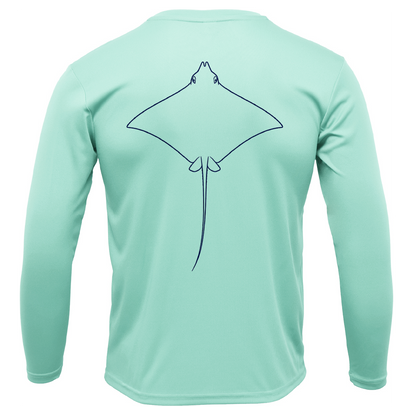 Eagle Ray Outline Men's Long Sleeve UPF 50+ Dry-Fit Shirt