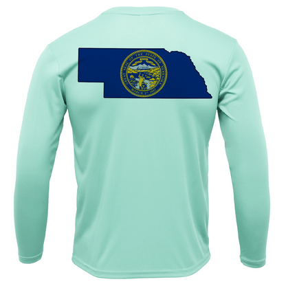 Nebraska Freshwater Born State Flag Men's Long Sleeve UPF 50+ Dry-Fit Shirt
