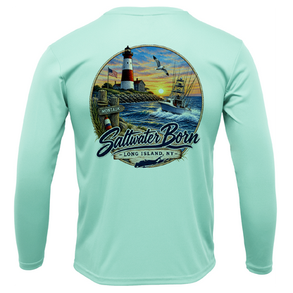 Long Island, NY Lighthouse Men's Long Sleeve UPF 50+ Dry-Fit Shirt