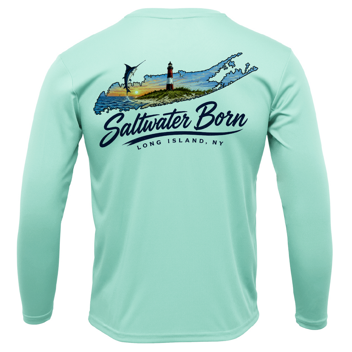 Long Island, NY Geography Men's Long Sleeve UPF 50+ Dry-Fit Shirt