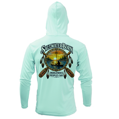 Indigenous People's Day Sunset Paddle Men's Long Sleeve UPF 50+ Dry-Fit Hoodie