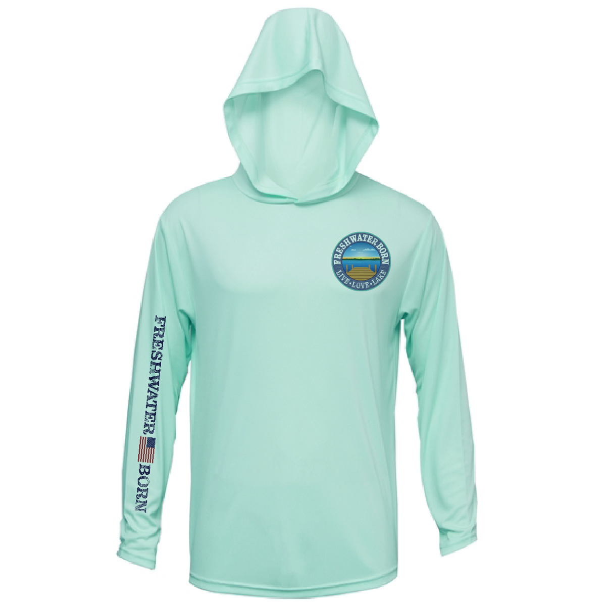 Freshwater Born Realistic Largemouth Bass Men's Long Sleeve UPF 50+ Dry-Fit Hoodie