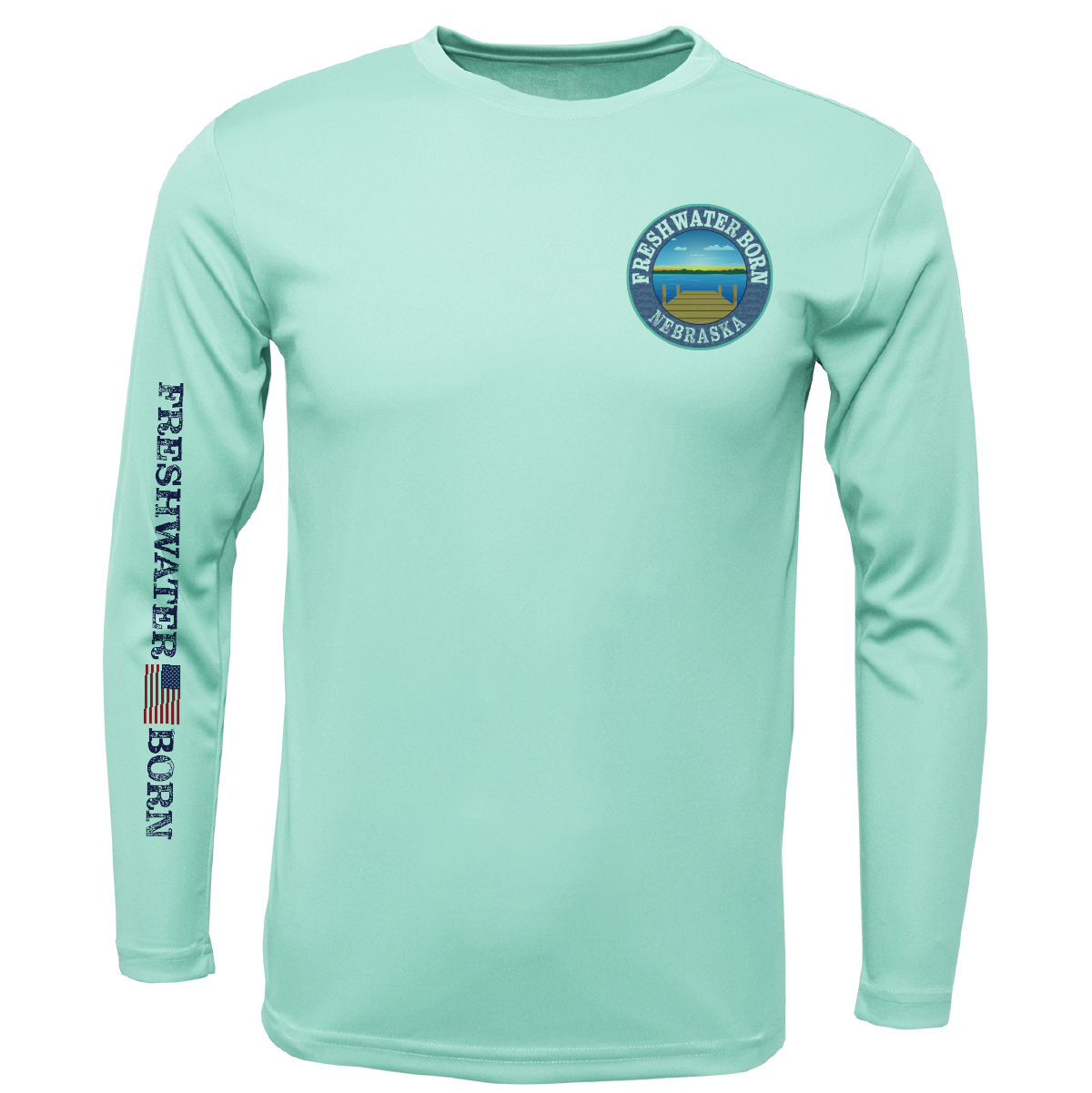 Nebraska Freshwater Born State Flag Men's Long Sleeve UPF 50+ Dry-Fit Shirt